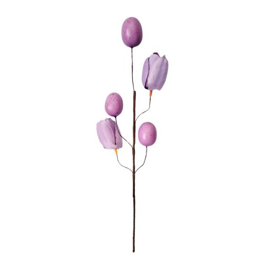 Easter Eggs Picks Spring Artificial Tulip Flower Stem with Eggs Floral Arrangement for Home Vase Filler Table Centerpiece
