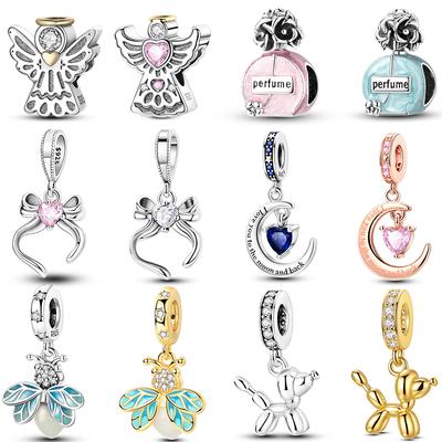 Charms Platacopper Original Angel Wing Bowknot Firefly Round Clip Rose Gold Charm Beads For Wom Bracelet Diy Jewelry Making