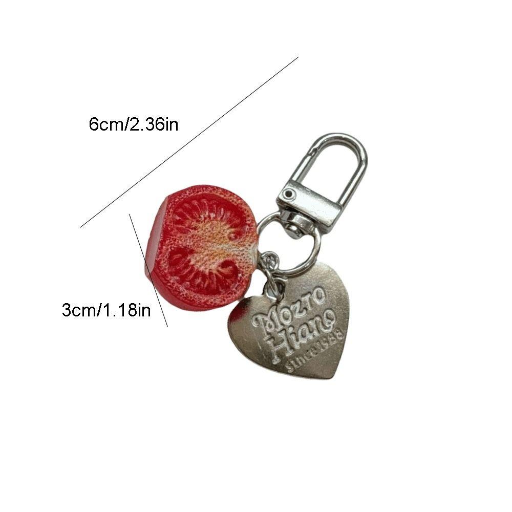 Realistic 3D Tomato Bag Charm Vibrant Colors Resin Key Ring Fruit Key Chain Aesthetic Styling