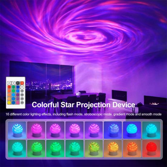 Projector Lamp Warm Ambient Light And Remote Control with 16-Color Crystal Effects Dynamic Wave Projector Dual
