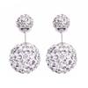 Womens Fashion Rhinestones Double Zircon Crystal Ball Korean 925 Silver Plated Anti-allergy Elegant Female Mini Simple Bling Ear Stud Earrings