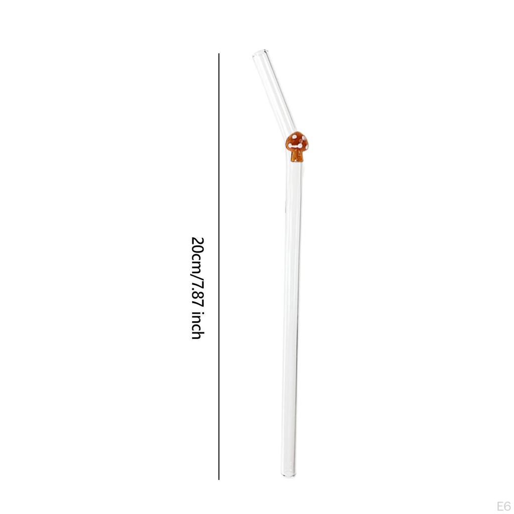 4 Pieces Bent Glass Straws Drinking with Cleaning Brush Clear for