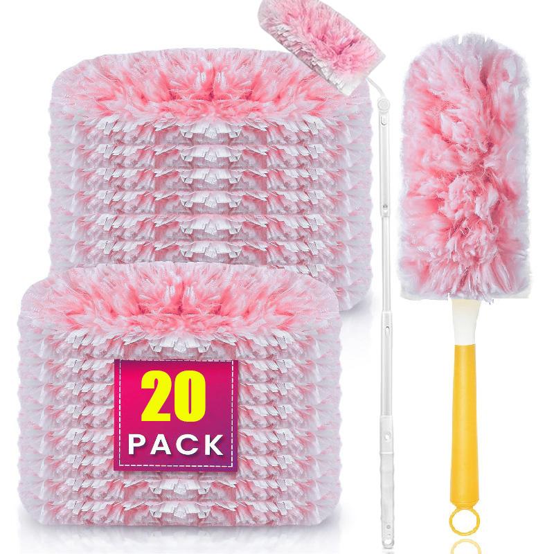 Heavy Duty Duster Refills Kit for Swiffer, 30-Pack Microfiber Pads with 2 Handles (3ft Extended + Short), Multi-Surface Cleaning