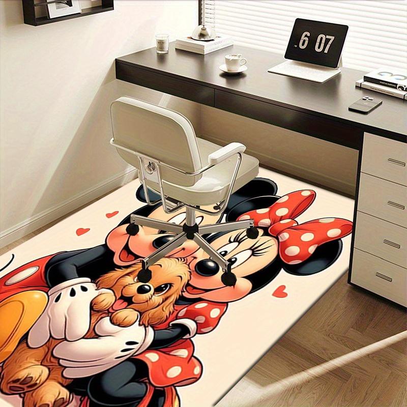 1pc Office Carpet, Under Chair Rug, Mickey Mouse and Minnie Mouse with Puppy Design, Soft and Warm Floor Mat for Room