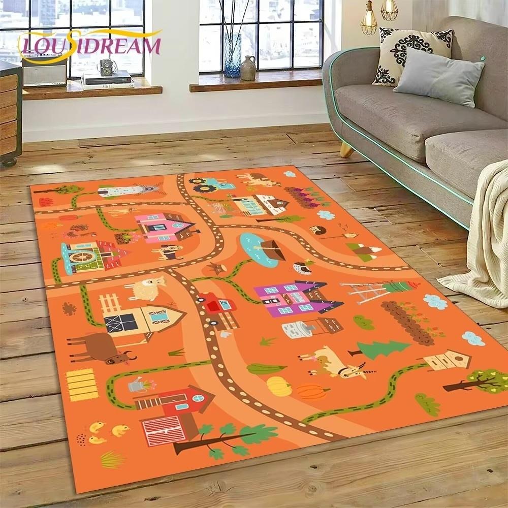 Highway Runway Playroom City Traffic Road Map Child PlayMat Carpet Rug for Bedroom Living Room Sofa Decoration Decor Floor Mat