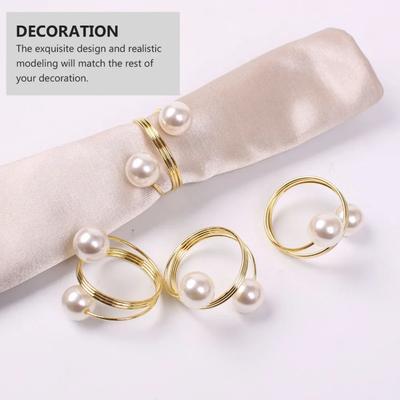 Christmas Napkin Clasps, 6pcs Restaurant Hotel Table Decorated Pearl Napkin Ring