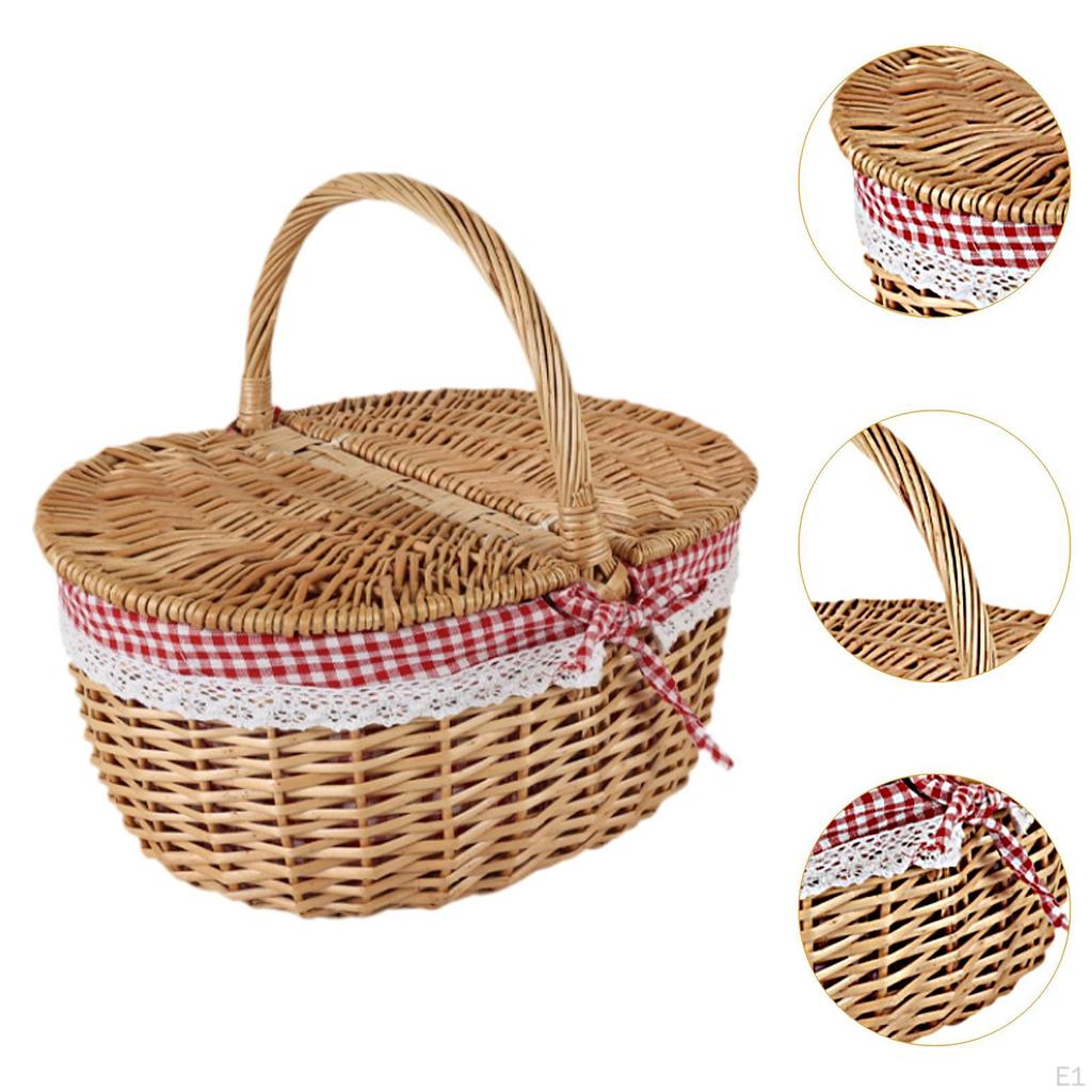 Picnic Basket with Comfortable Handle, Removable Liner And Functional Lid for Picnics, Photography,