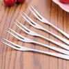 2Pcs Household 2-prong Appetizer Cake Fruit Western Small Fork Kitchen Accessory