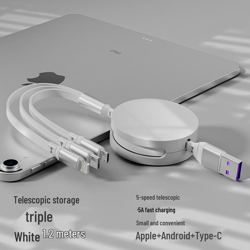 Juran Retractable Multi-Head Fast Charging Cable - 3-in-1 Function