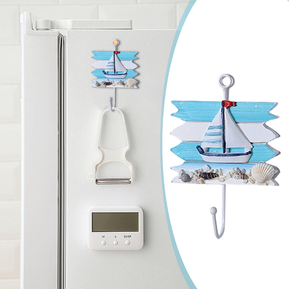 Coat Hooks Wooden Heavy Duty Decorative Rustic Storage Yacht Shaped Towel Hooks Key Holder For Backpack Umbrella Clothes Towel