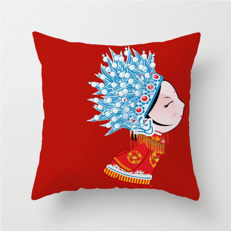 New Chinese Style Double Happiness Pillow Wedding Decoration Bed Cushion Wedding Cushion Wedding Sofa Decoration Printed Cushion