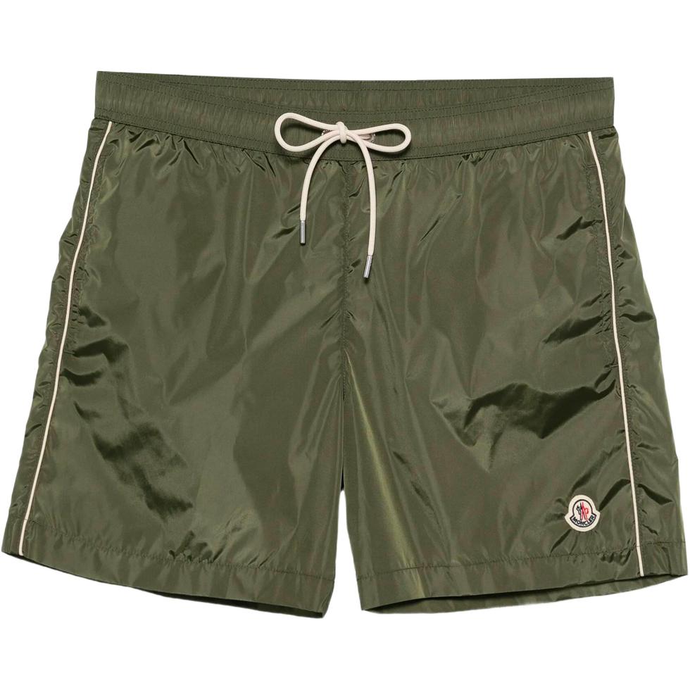 Moncler SS26 Strand Badehose mit Kordelzug und gestreiftem Logo für Herren swimwear L10912C000115985M816 S