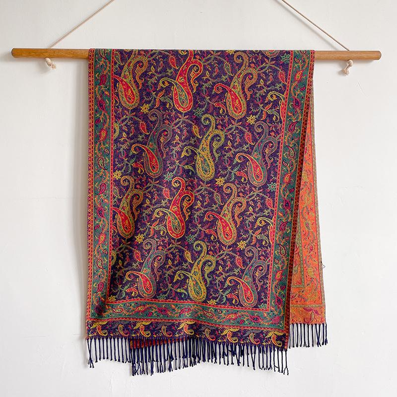 Fashion Ethnic Style Women Paisley Jacquard Scarf Thick Cashmere Classic Tassel Shawl Warm Neck Winter Wrap Pashmina Floral