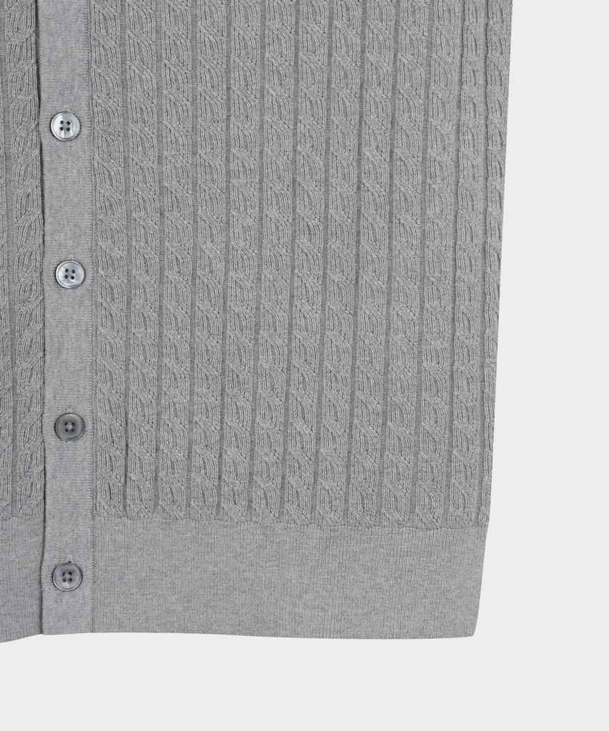 Brooks Brothers Cotton Cable Polo Cardigan (Grey) (Bbwcmmf302)