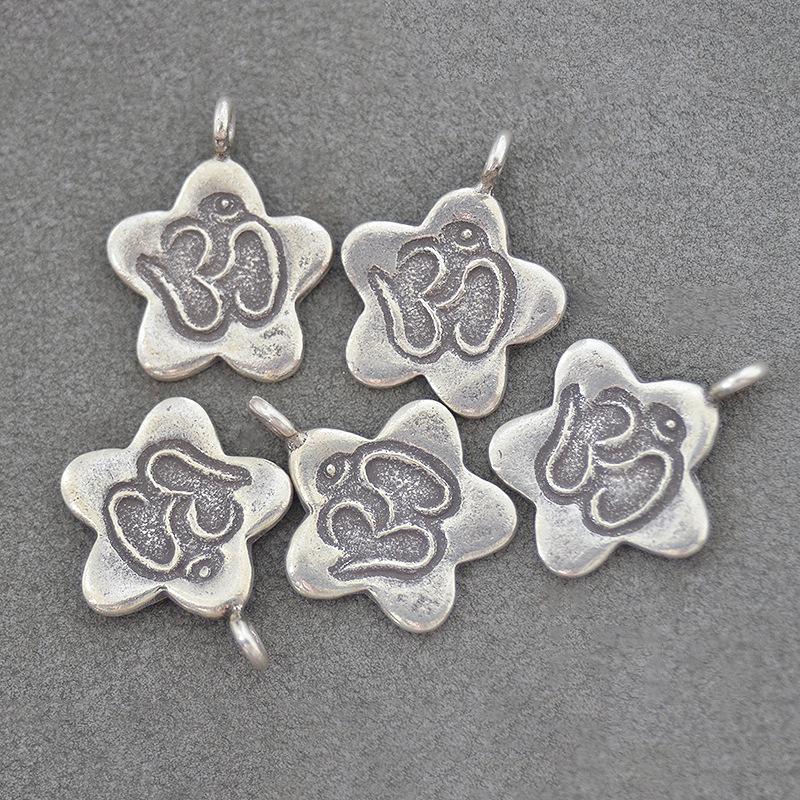 Sterling Silver Lotus Charm Pendant for DIY Bracelet Accessories