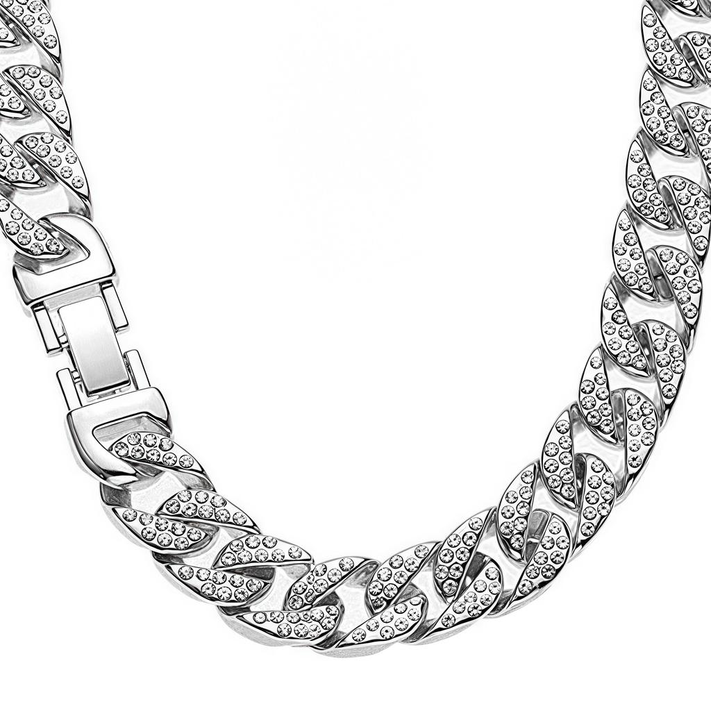 14 mm Herren-Halskette „Iced Out“, Hip Hop, goldfarben, CZ, Miami, kubanische Gliederkette, Halsband-Halskette, 45,7–71,1 cm