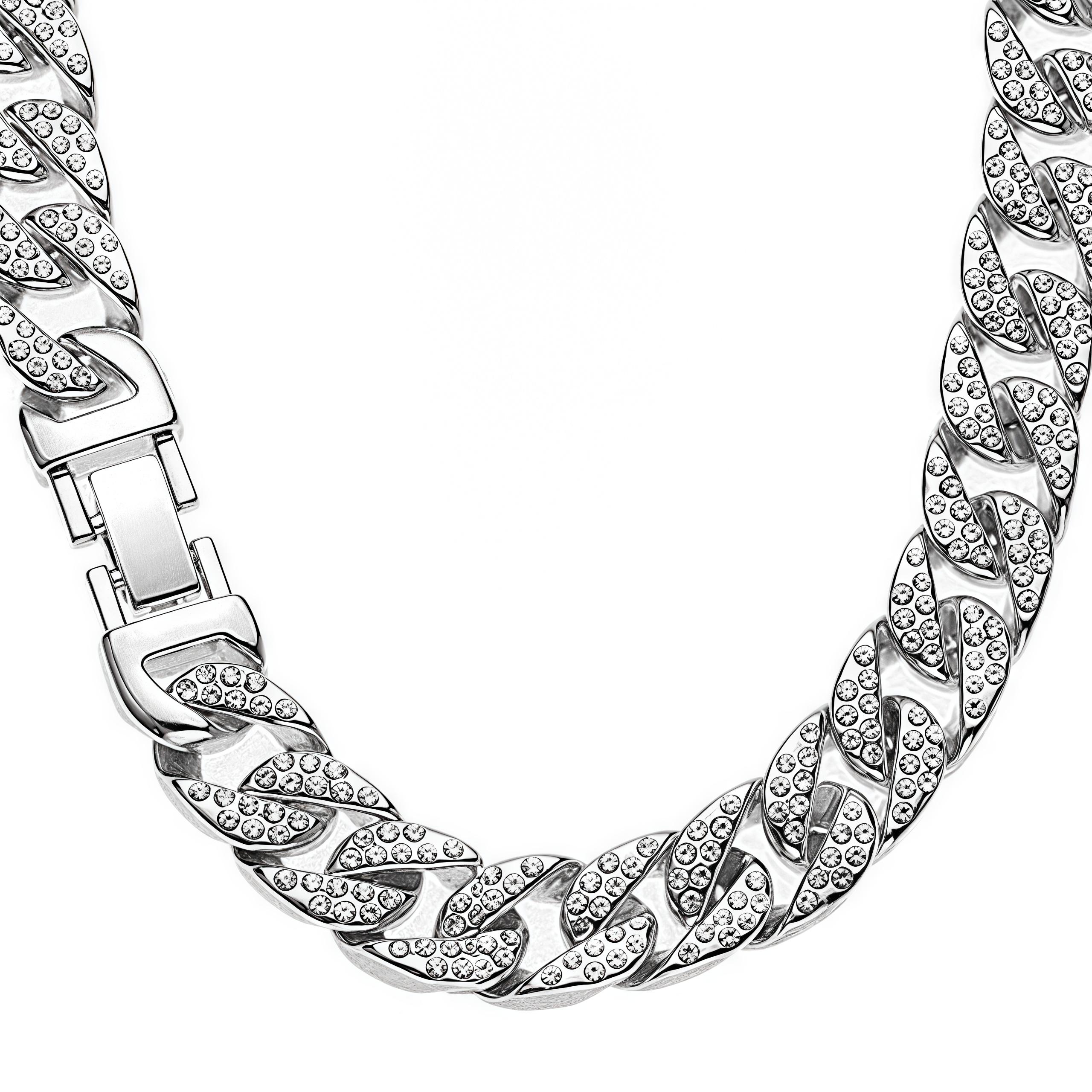 

14 мм мужская цепочка Iced Out ожерелье хип-хоп золотого тона CZ Майами кубинская цепочка-колье ожерелье 18-28 дюймов Silver-60cm(24inch)