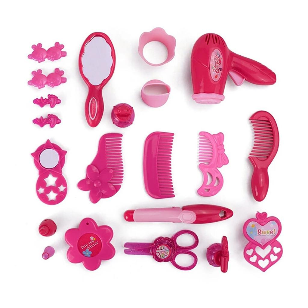Children Barber Toys Set Simulation Make-up Box Hair Dryer Beauty Salon Children Cosplay Dress Up Toys Best Birthday Gifts