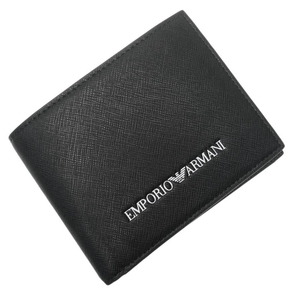 Emporio Armani Bonded Leather Y4R165 Y019V 81072 Men's Bi-fold Wallet, Black, [Used]