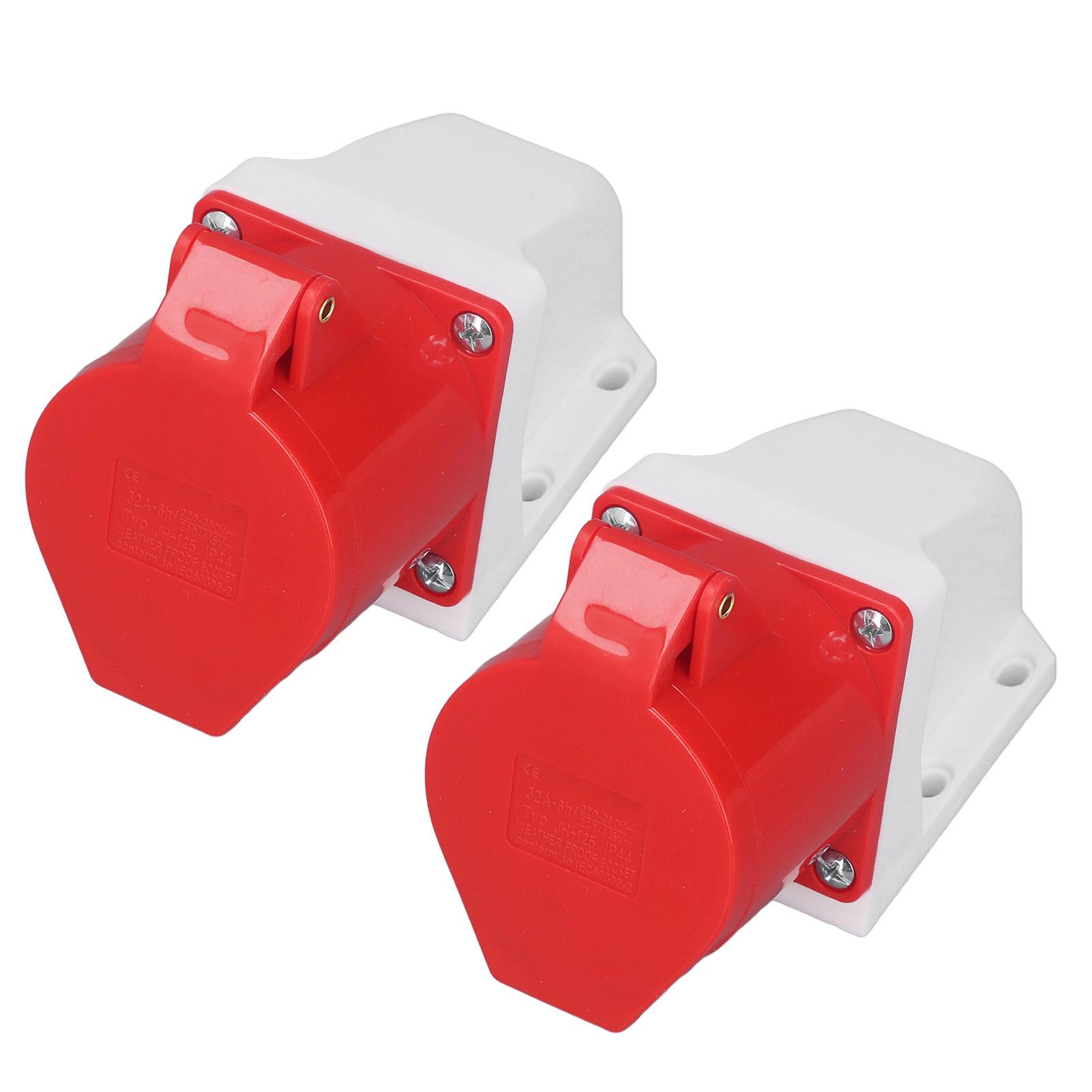 

2 Set Industrial Socket 5Pin IP44 Waterproof 3 Phase Surface Mounted Plug Connector 32A 220‑380V 240‑415V
