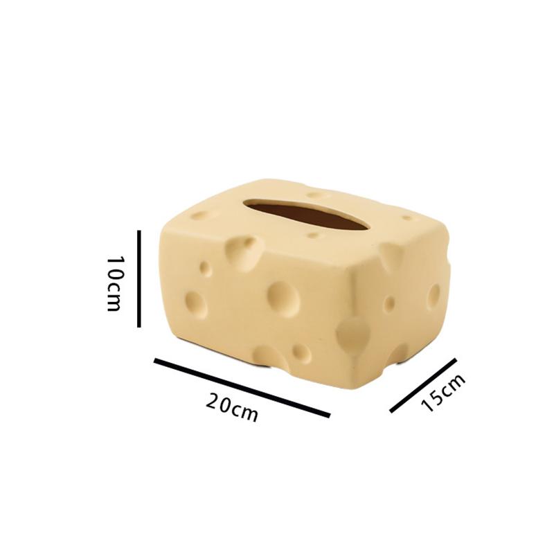 Ceramic Tissue Box Cartoon Cheese Shape Paper Towel Holder Napkin Desktop Storage Perforated Ornament