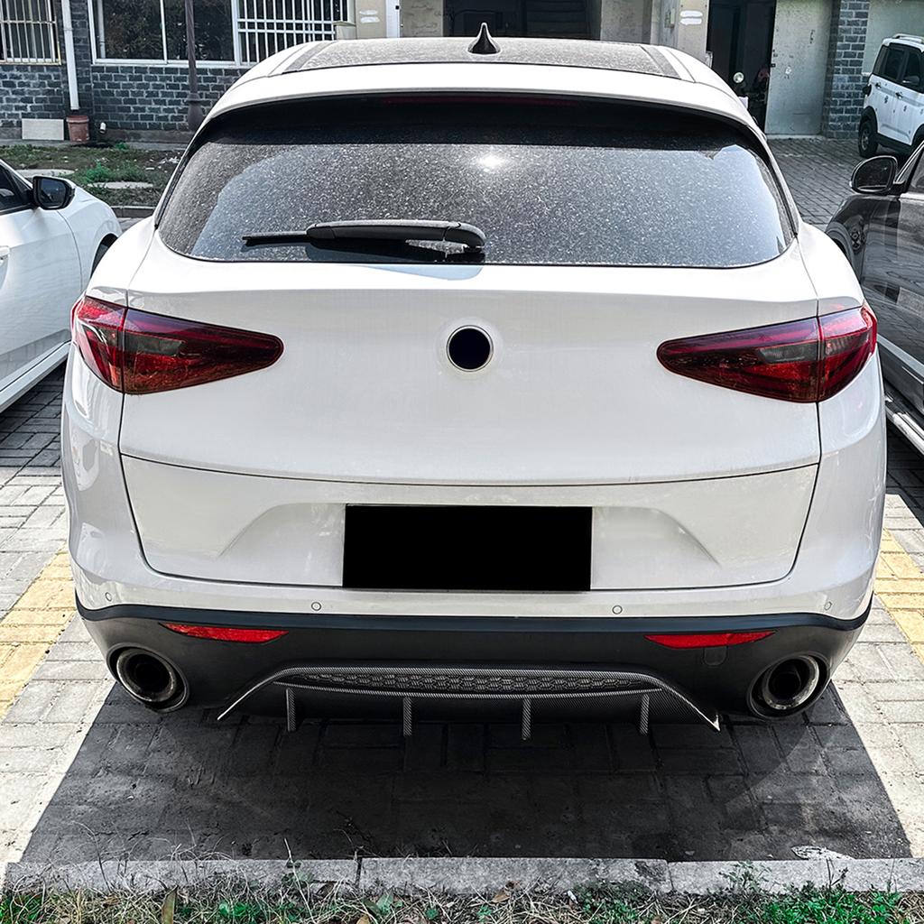 Per Alfa Romeo Stelvio 2017-24 Diffusore Posteriore Lip Look Fibra di Carbonio/Nero Lucido Spoiler Coda Bagagliaio Splitter Protezione Copertura