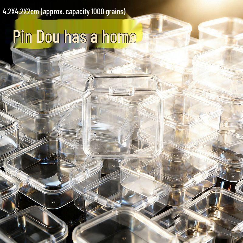 Transparent Polypropylene Small Square Bead & Office Stationery Storage Box