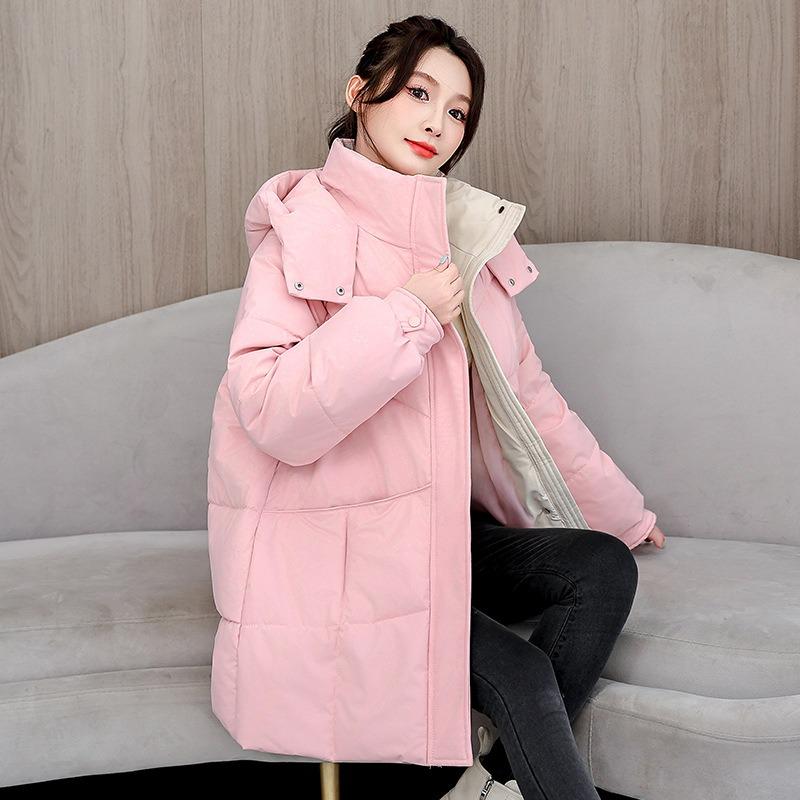 Winter New Hooded Versatile Cotton-padded Clothes Loose Cotton-padded Clothes Medium and Long Thermal Cotton-padded Jackets Women's Trendy Jackets