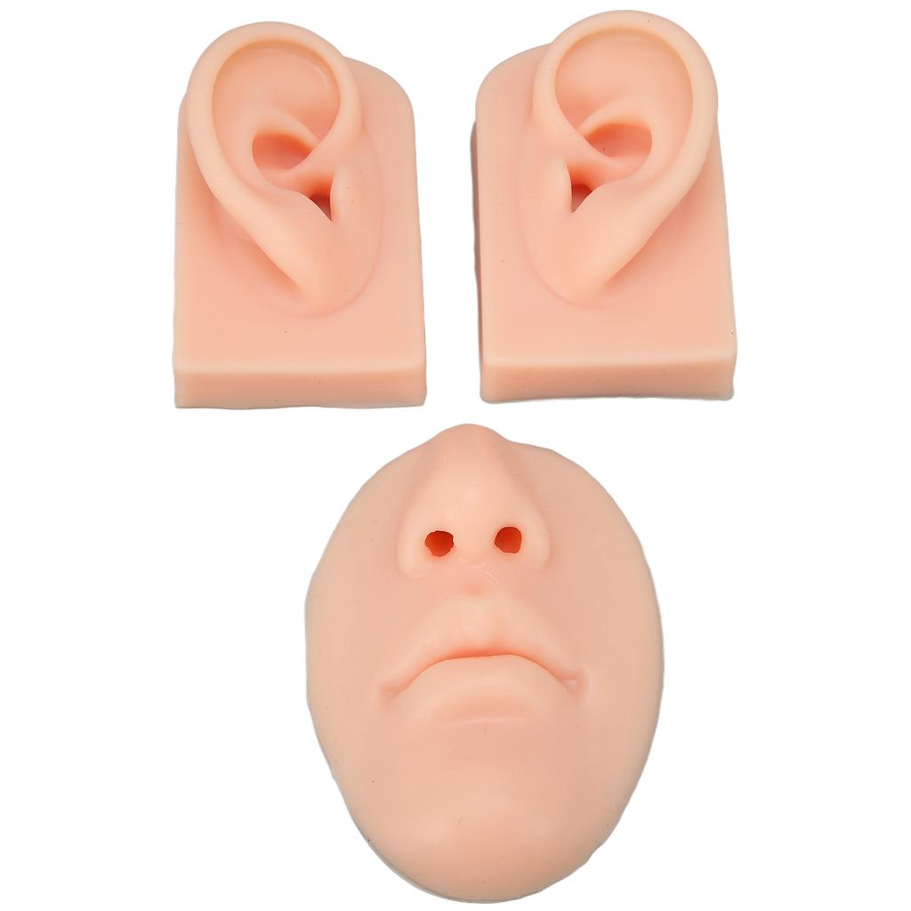 3D Nose and Mouth Model Silicone Ear Model Simulation Display Props for Piercing Suture Practice