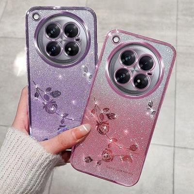 Pouzdro na telefon pro Infinix Zero 40 5G/4G, Flash Pink Flower Transparentní ochrana proti nárazu Luxusní diamantový lesklý ochranný kryt