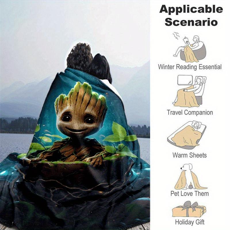 1pc Groot Printing Blanket - Soft, All-Season Throw for Office Blanket, Personalized Gift with Adorable Cartoon Design