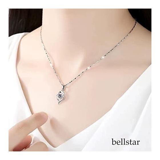 Used [bellstar] Women's Heart Necklace Pendant 925 Silver Birthday Valentine's Day Girl Present Choi