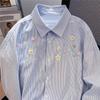 Printed women's shirt-fashionable button design-loose casual shirt