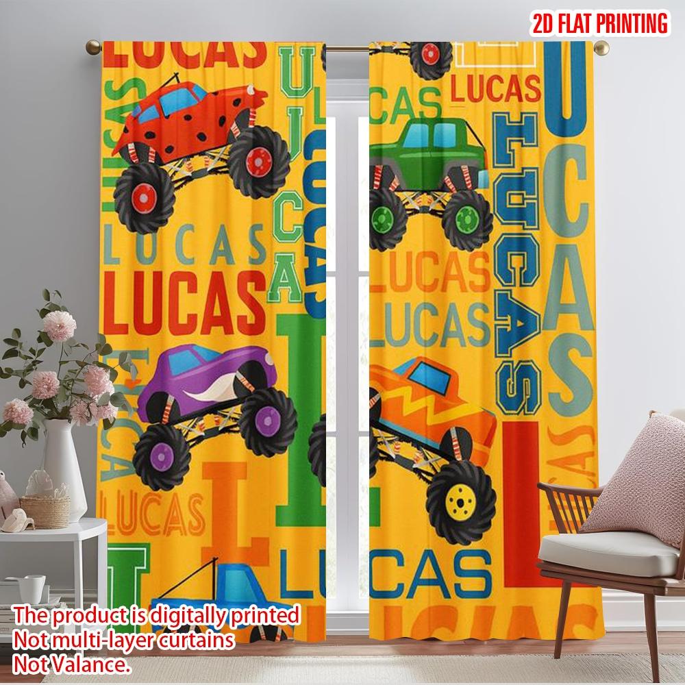 

2pcs,2D plane printing Minimalist Curtains Monster Truck Parade 100% Polyester (without rod) Art Deco Festive Perfect for 52.50×116.00 CM 2pcs
