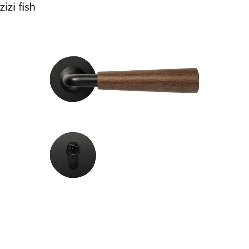 Aluminum Alloy Indoor Door Lock Wood Grain Handle Bedroom Silent Lock Safety Magnetic Lock Universal Split Locks Door Hardware