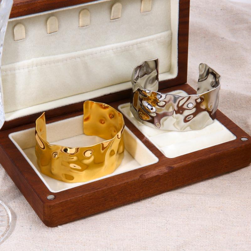 Punkowa Bransoletka Ze Stali Nierdzewnej w Złotym Kolorze Dla Kobiet Mężczyzn Nieregularna Szeroka Otwarta Mankaż Bransolety Imprezowa Biżuteria na Rękę Pulseras Bijoux