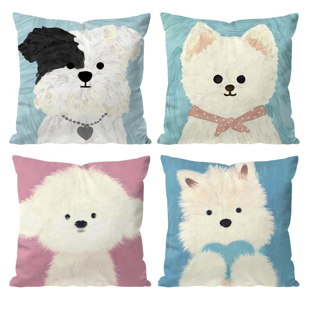 Art Optimization Dog Cushion Cover Pattern Printed Pillowcase for Living Room Sofa Cushion Cover & Bedroom Decor
