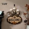 Entrance Door Ornament Halloween Wooden Welcome Sign, Spooky Skull Frog Crow Witch Hanger, Festive Holiday 2D Wall Hanging Sign for Home Party
