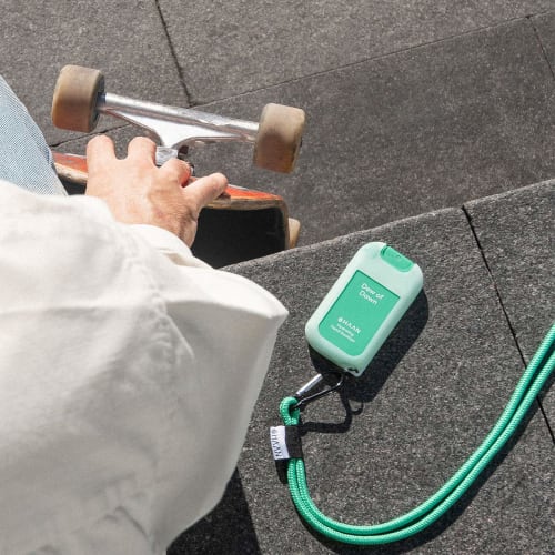 Dedicated holder for HAAN hand cleansing spray/lanyard hanger pocket for Due of Dawn/carabiner neck cord included/portable for travel, commuting, and