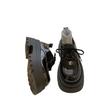 Muffin platform small leather shoes spring new white British style round head lace-up Japanese single shoes