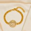Luxury Gold-Plated Stainless Steel Jewelry Set with Diamond-Accented Necklace, Earrings, Bracelet, and Anklet