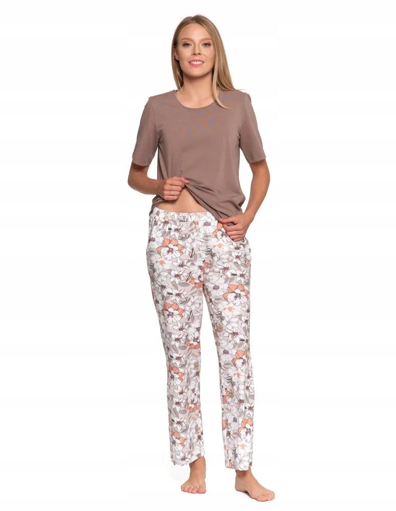 MORAJ S ECRU Women's Soft Short Sleeve Pajama with Long Floral Pants