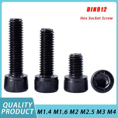 20-100pcs DIN912 Black Hex Socket Head Caps Bolt Screw M1.4 M1.6 M2 M2.5 M3 Grade12.9 Carbon Steel Allen Hexagonal Head Screws