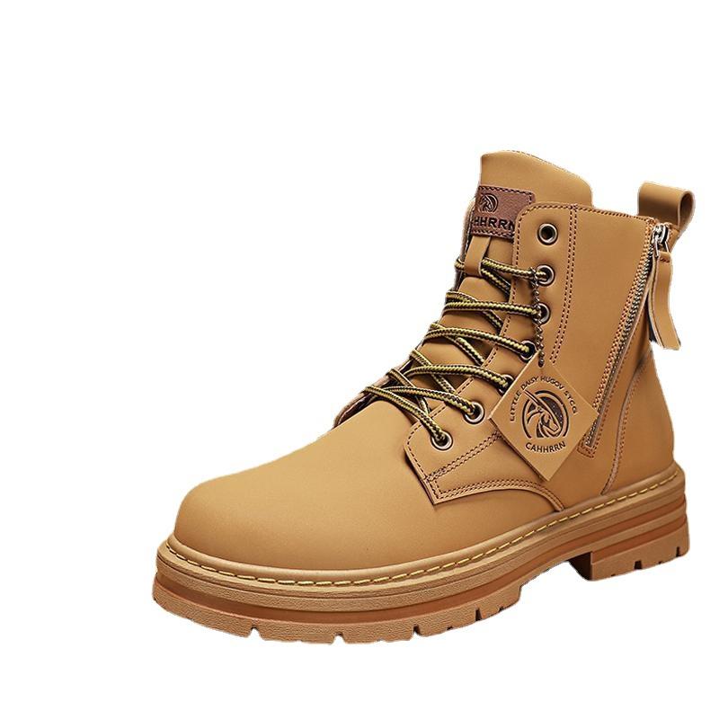 Autumn thick-soled big-head Martin boots men's boots high-street men's shoes new medium-top short boots men's high-top rhubarb boots