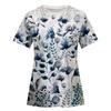 Women's Fashion Lace Hollow Print Round Neck Short Sleeve T-shirt Top