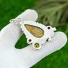 Womens Day Sale 925 Silver Natural Bamboo Jasper Citrine Bezel Birthday Pendant