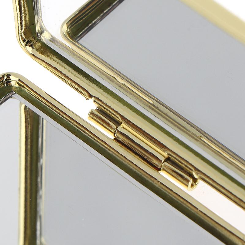 Mini Folding Mirror Keychain Round Heart Oval Square Shape Double Sided Cosmetic Mirror Metal Folding Keychain Makeup Mirror