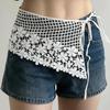 Elegant Crochet Flower Butt Curtain Embroidered Waistband Shoulders Fake Collar  Women