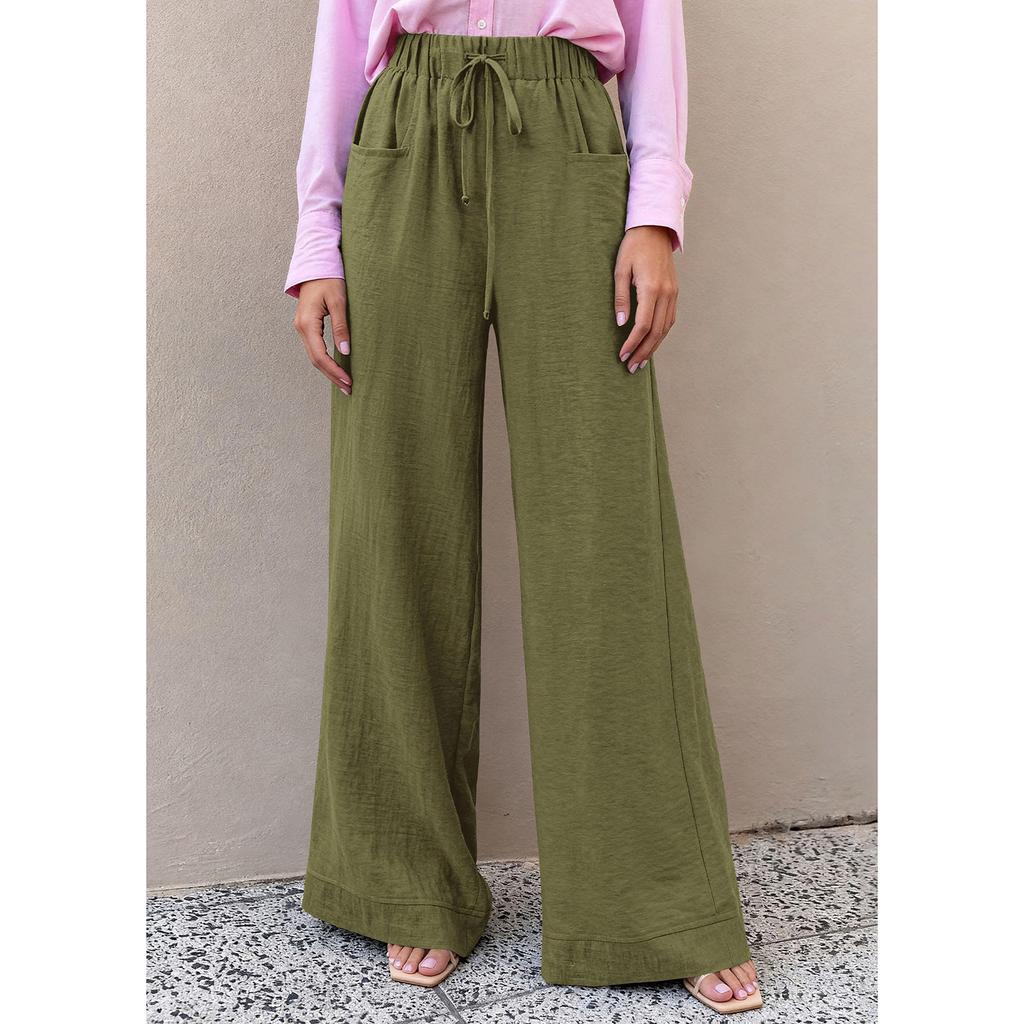 Pantaloni largi casual și la modă pentru femei, colorați, cu buzunare