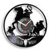 Wild West Cowboy Wall Clock Horse Rider Vinyl Record Wall Clock Western Home Decor Rodeo Horse Riding Cowboy Vintage Clock Watch